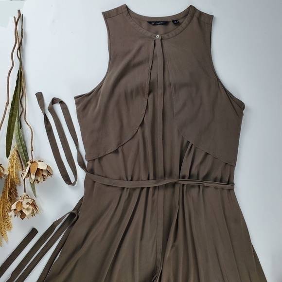H by Halston  Brown Olive Belted Maxi Dress 14 - Picture 12 of 15